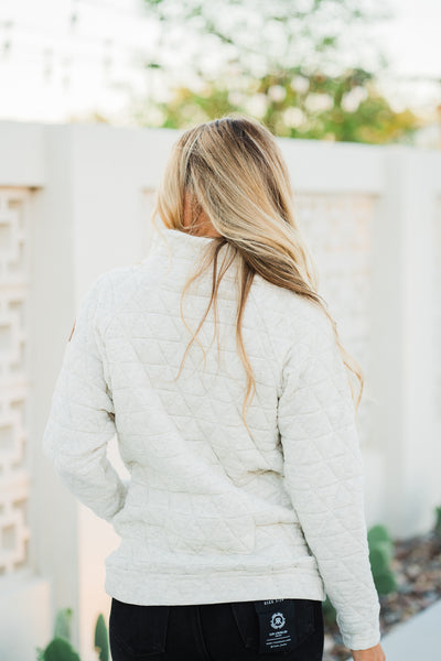 IN STOCK Geometric Button Snap Pullover - Oatmeal