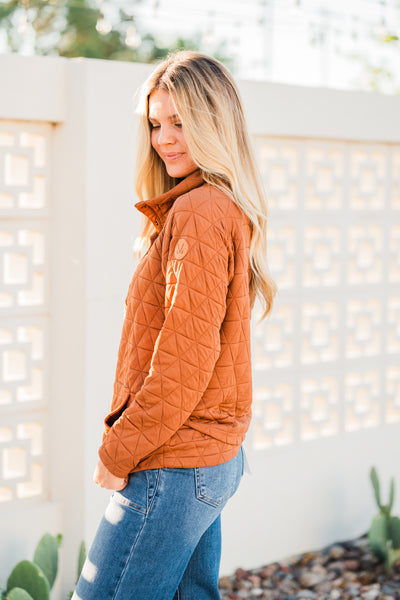 IN STOCK Geometric Button Snap Pullover - Rust