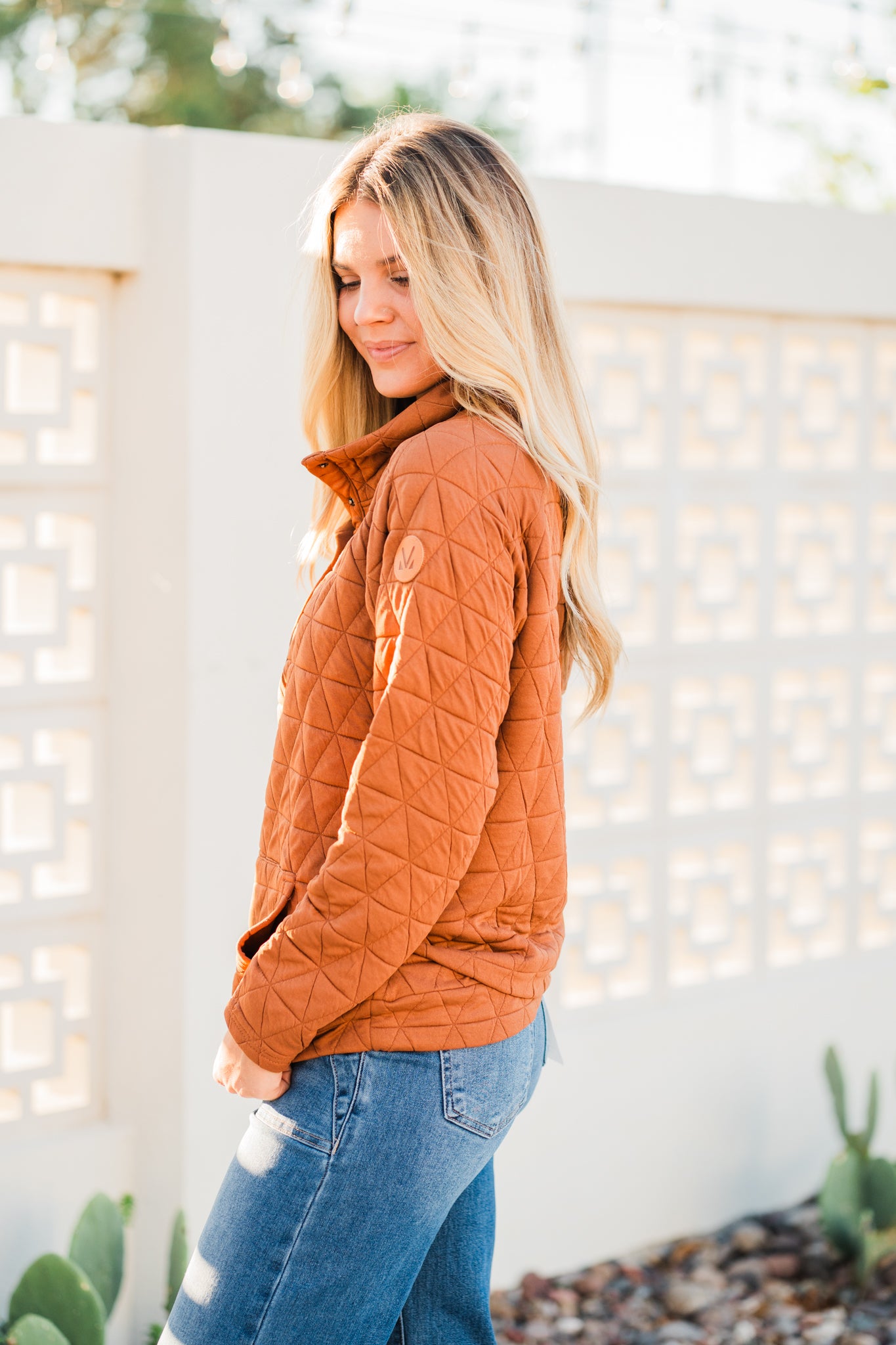 IN STOCK Geometric Button Snap Pullover - Rust