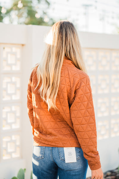 IN STOCK Geometric Button Snap Pullover - Rust