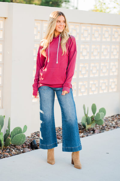 Kacey Ribbed Hoodie- Mulberry