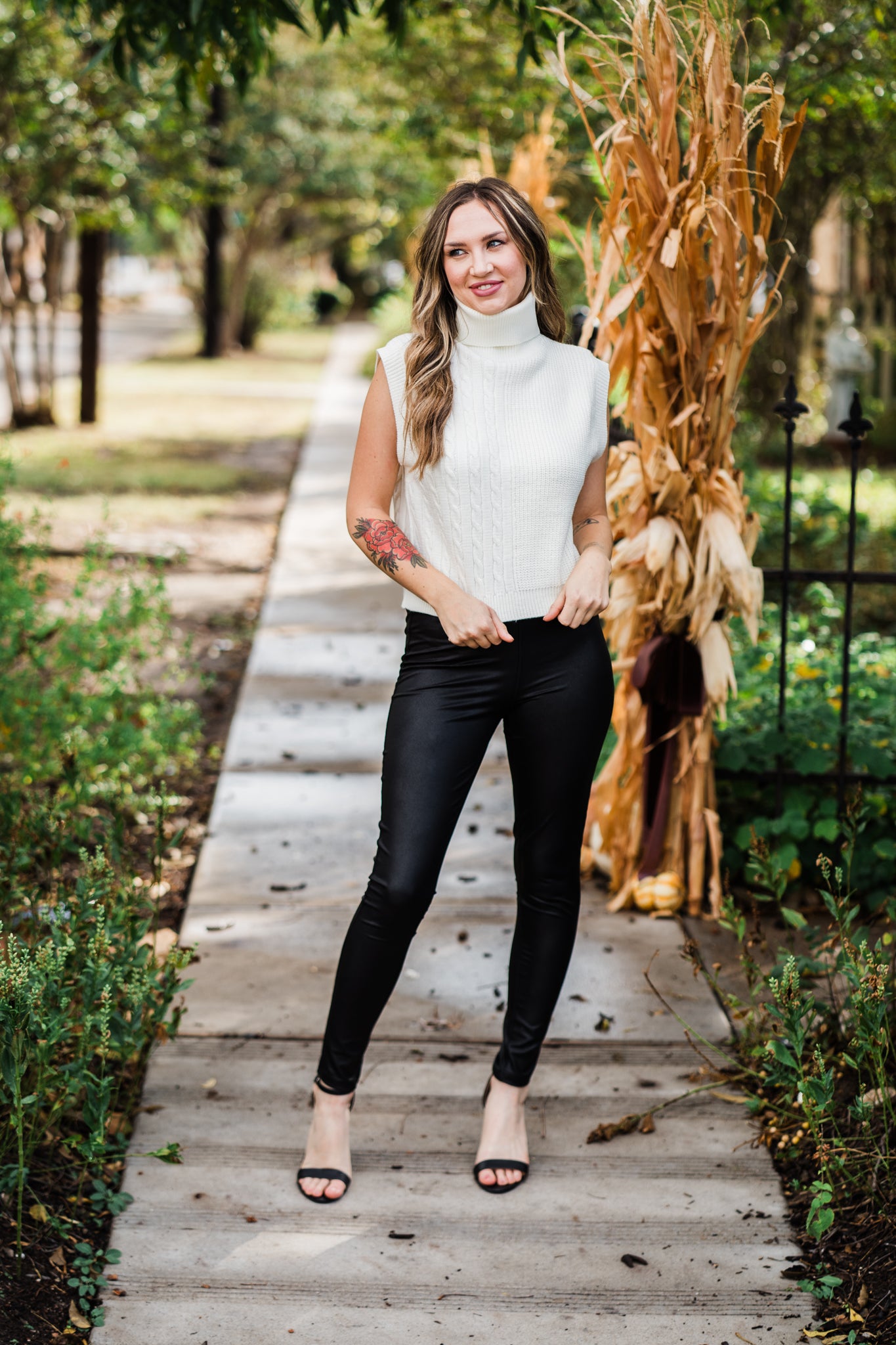 Turtle Neck Sweater Vest- Ivory