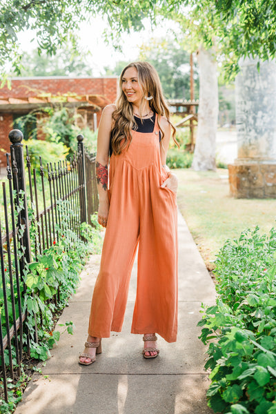 Linen Pleated Wide Leg Overalls