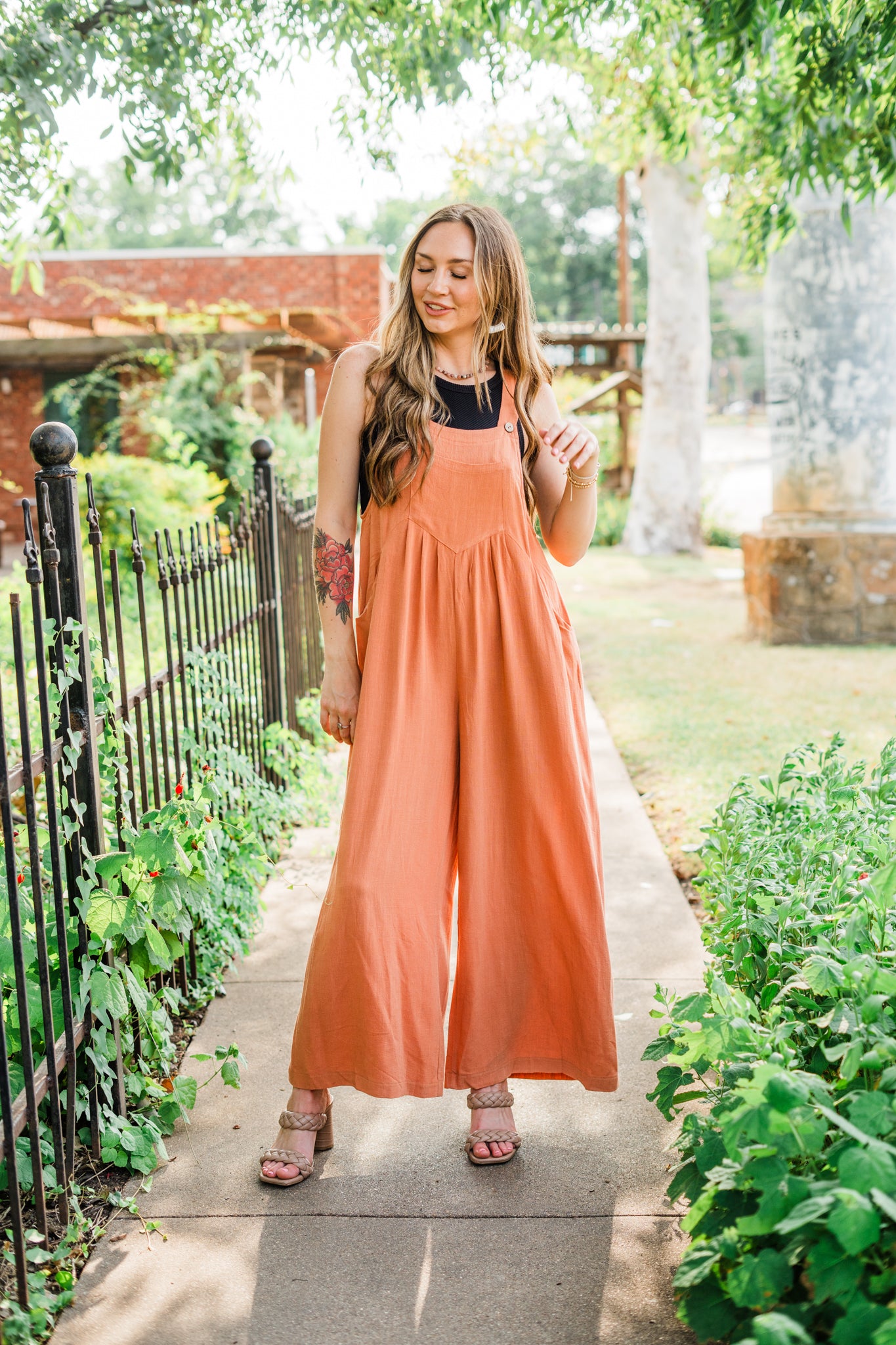 Linen Pleated Wide Leg Overalls