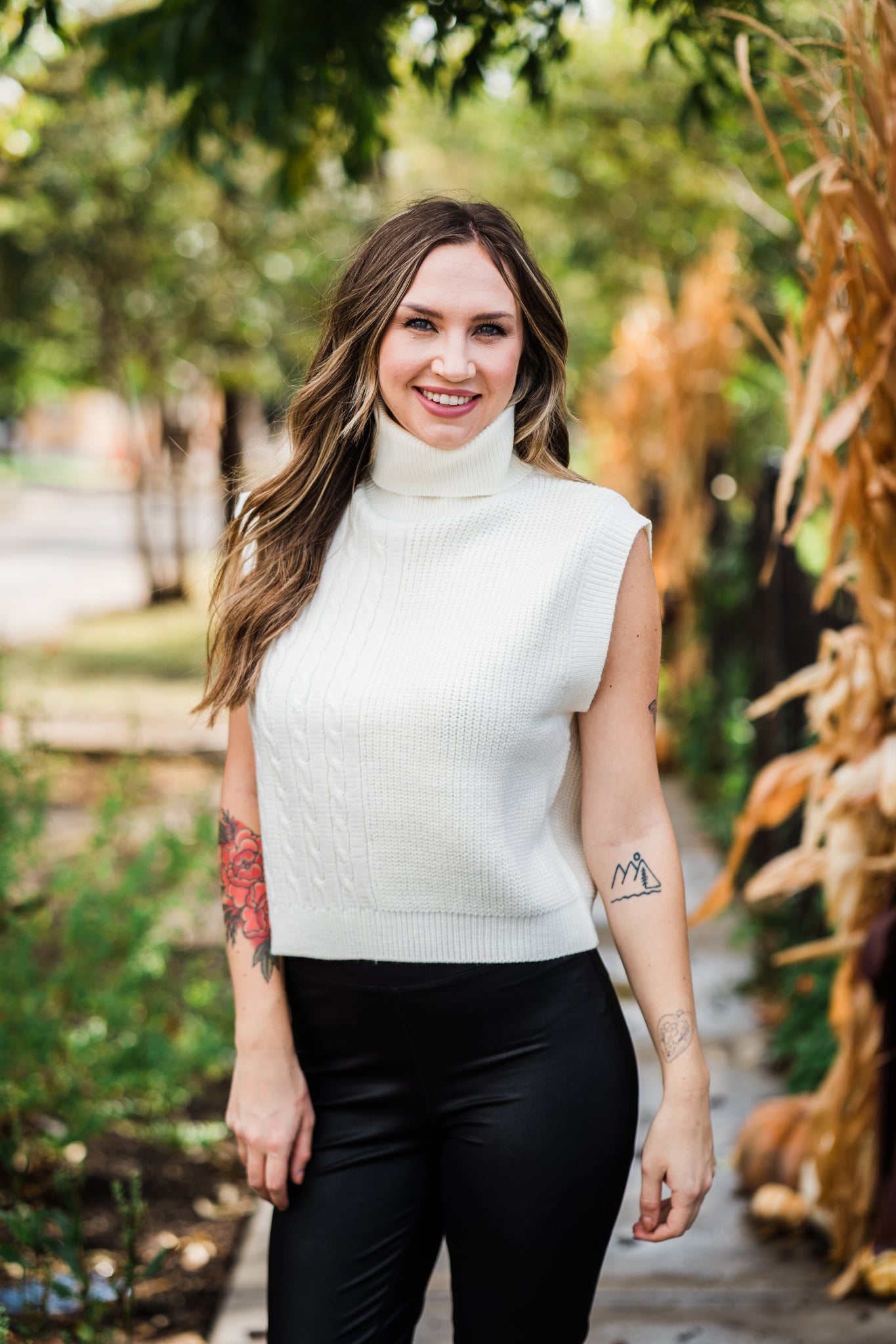 Turtle Neck Sweater Vest- Ivory