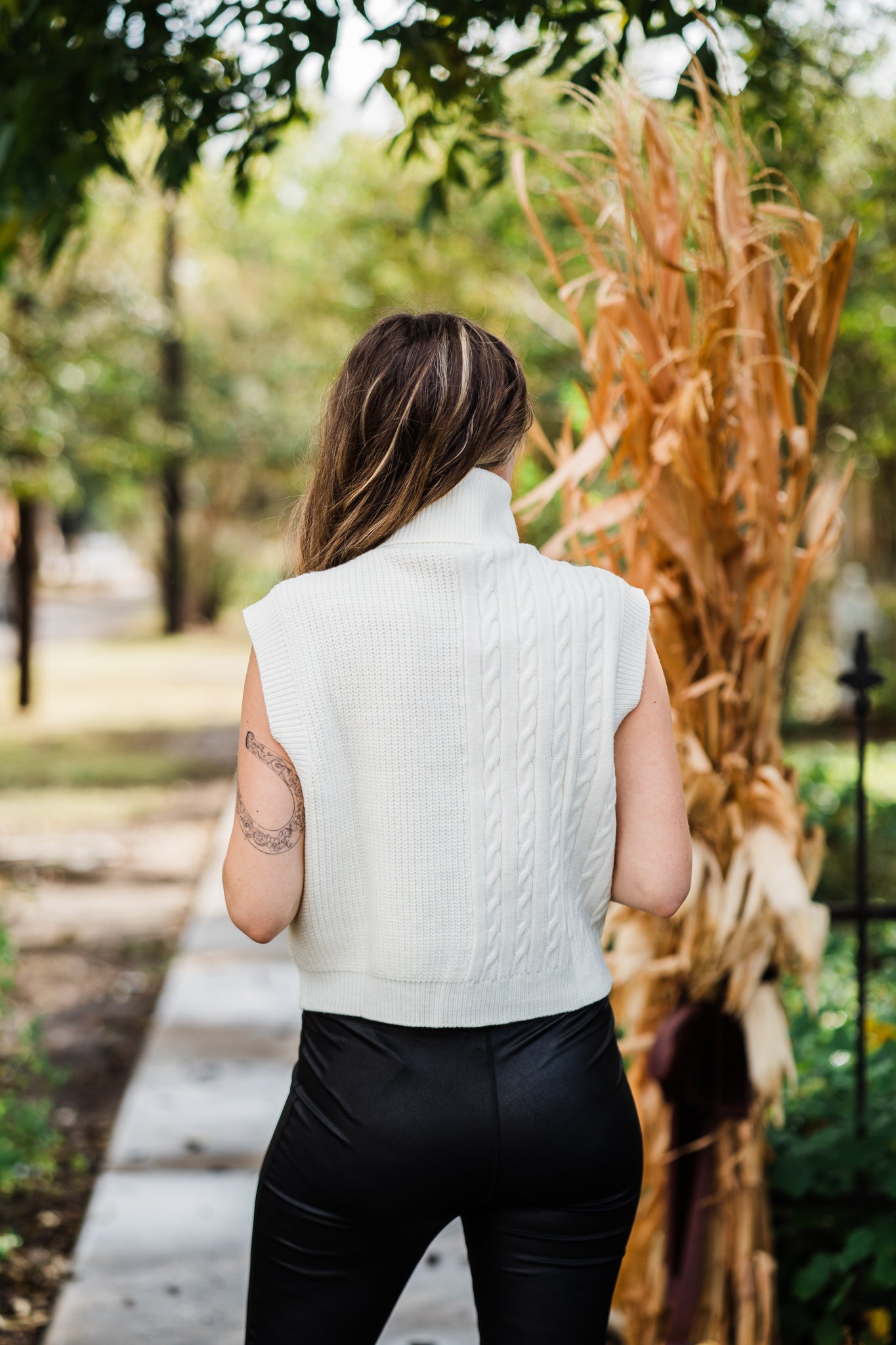 Turtle Neck Sweater Vest- Ivory