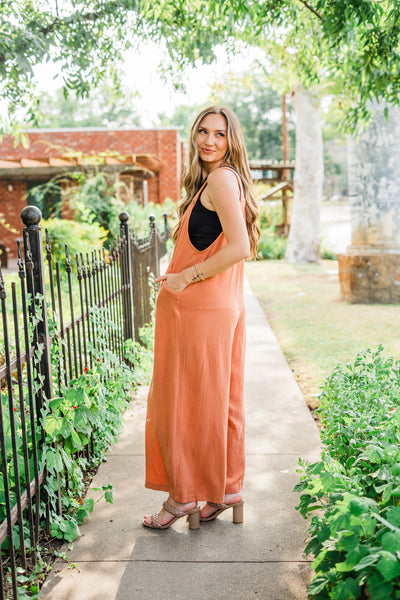 Linen Pleated Wide Leg Overalls