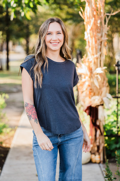 Charcoal Linen Tee