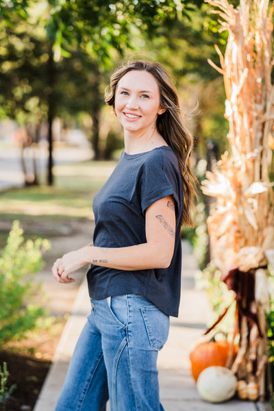 Charcoal Linen Tee