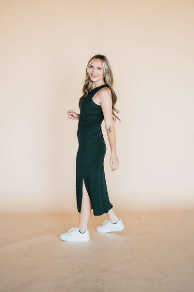 Hunter Green Rib Knit Tank Maxi Dress