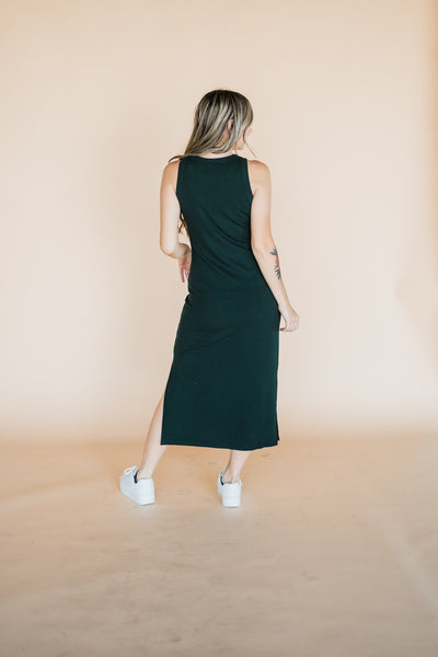 Hunter Green Rib Knit Tank Maxi Dress