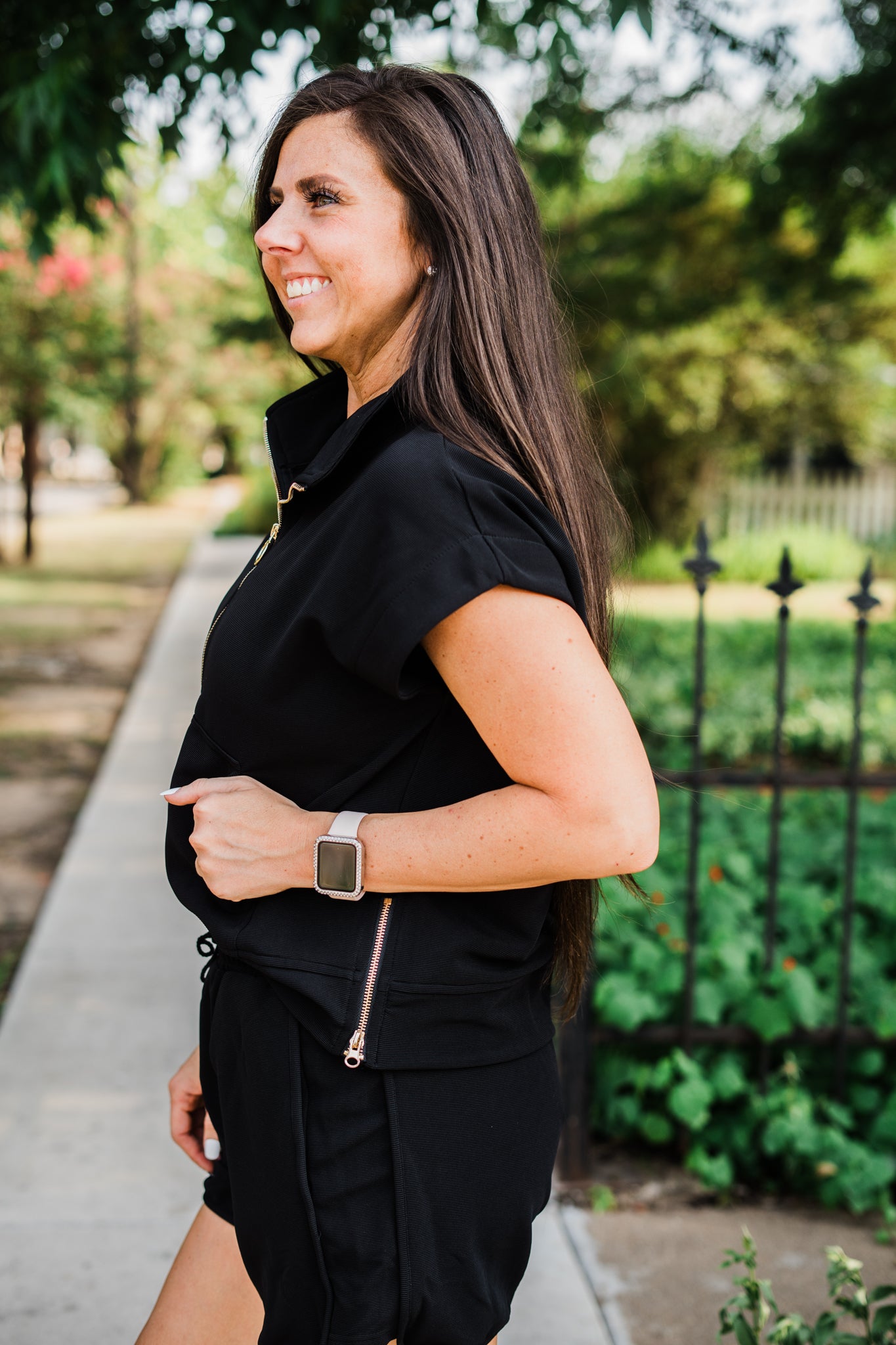 Black Short Sleeve Half Zip