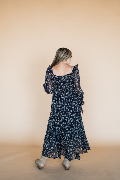 Midnight Floral Square Neck Maxi Dress