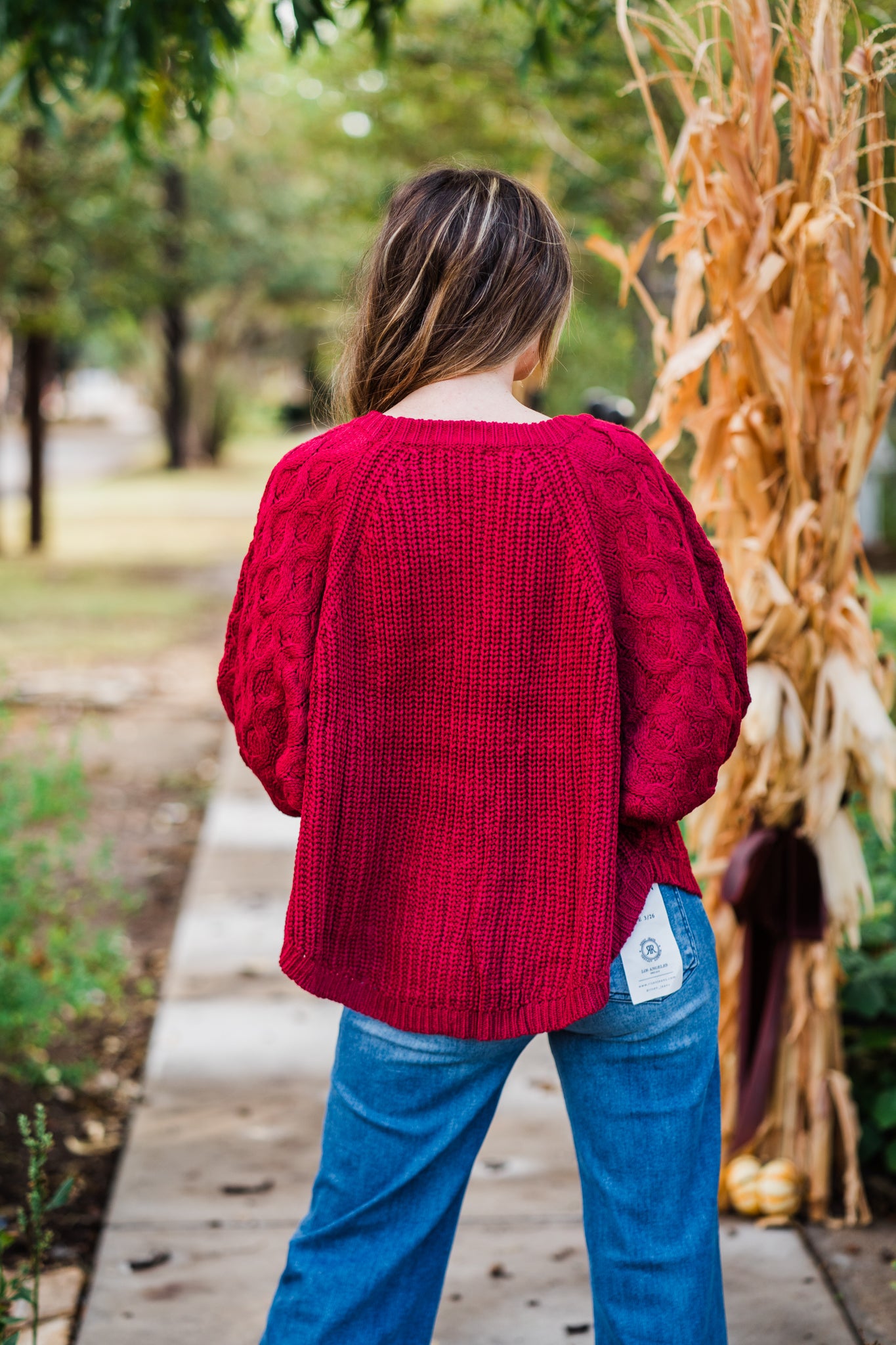 Burgundy Cable Knit Dolman Sweater