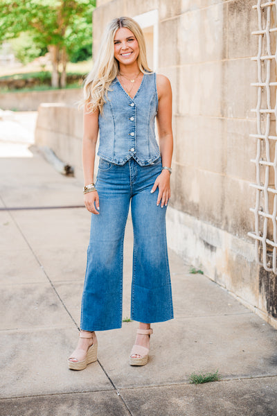 High Rise Crop Wide Leg Jeans