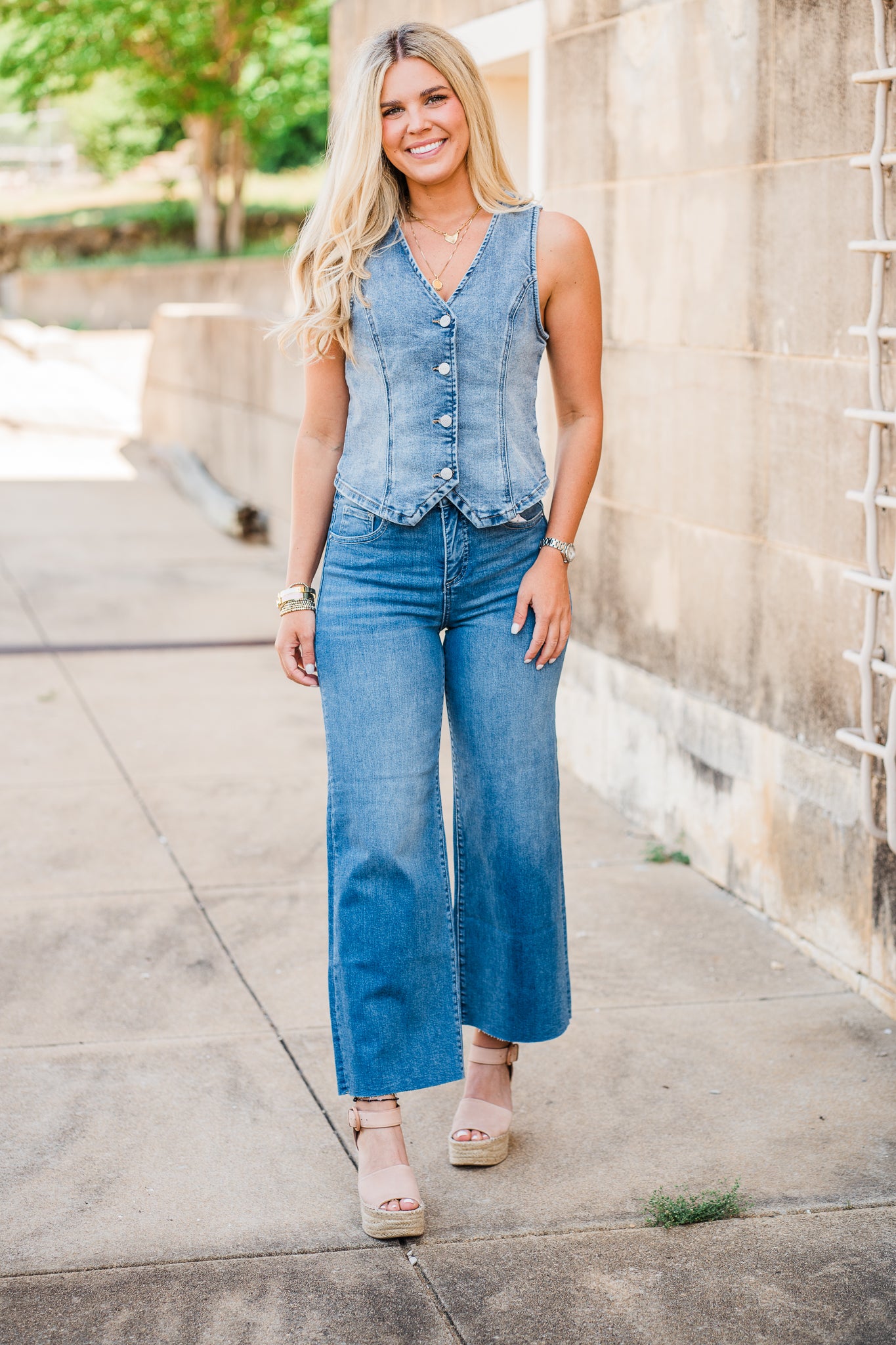 High Rise Crop Wide Leg Jeans