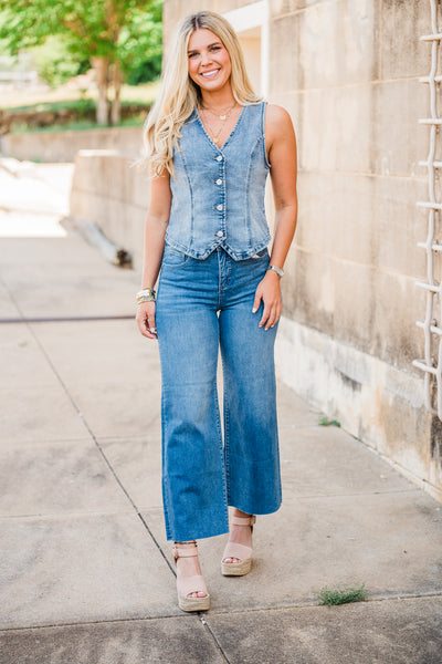 High Rise Crop Wide Leg Jeans