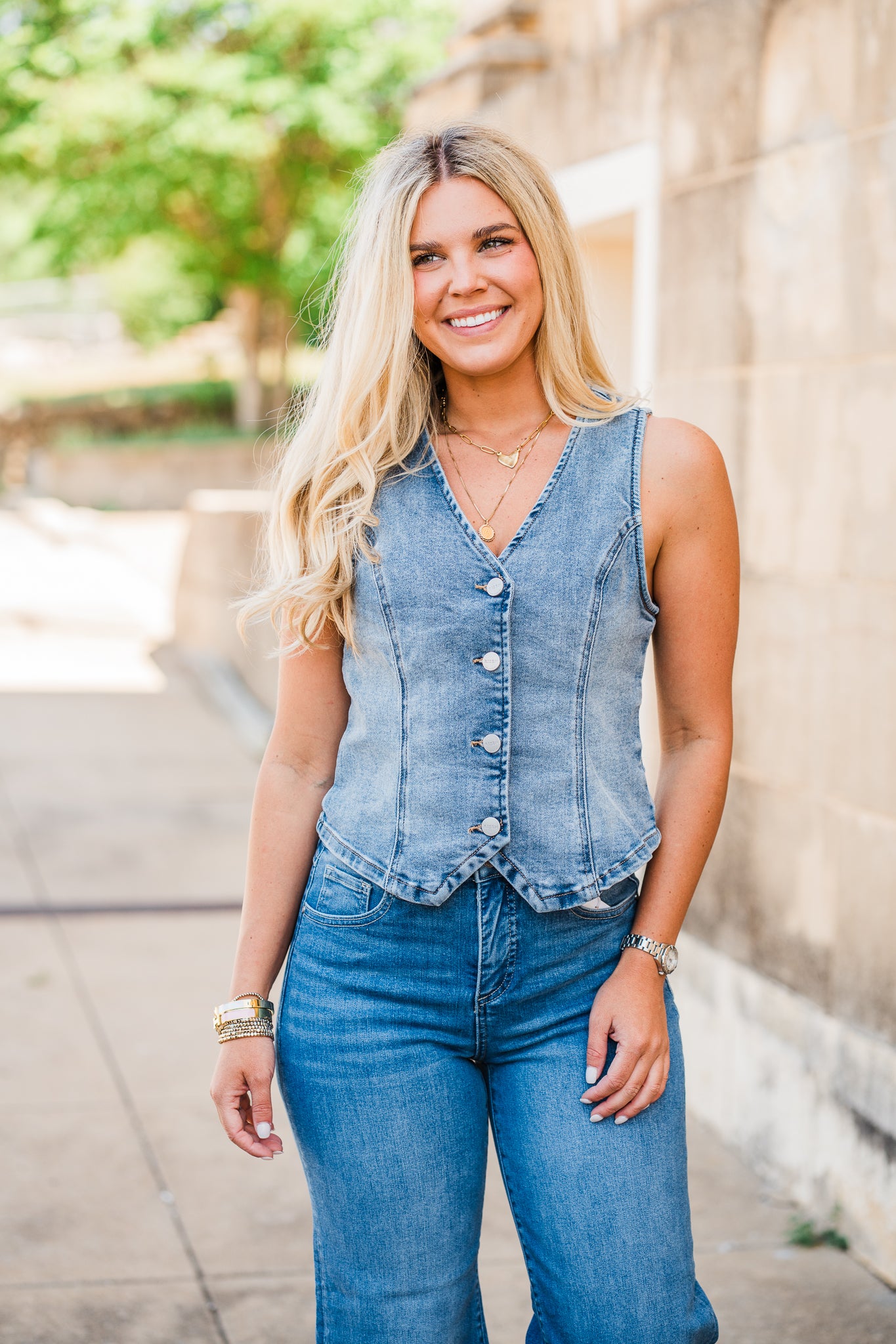 Risen V-Neck Button Down Vest