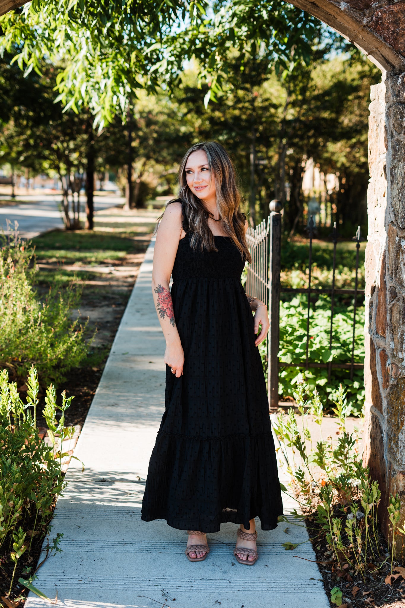 Lucy Smocked Maxi Dress- Black