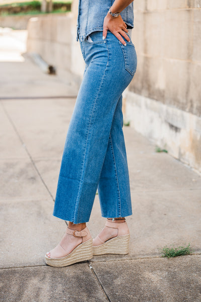 High Rise Crop Wide Leg Jeans