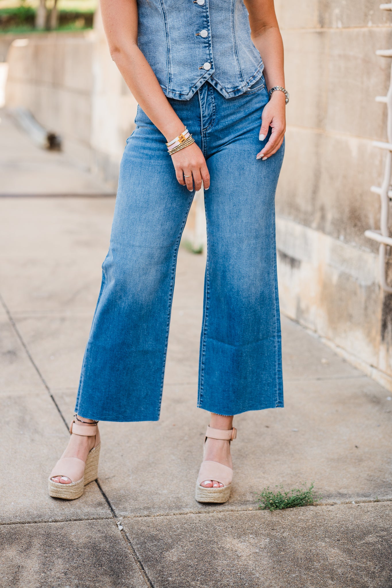 High Rise Crop Wide Leg Jeans