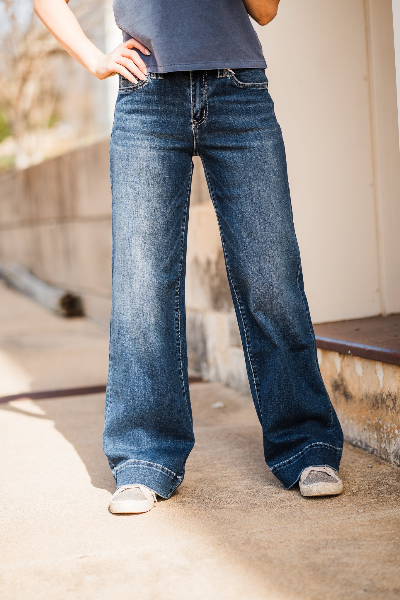 High Wise Trouser Wide Jeans