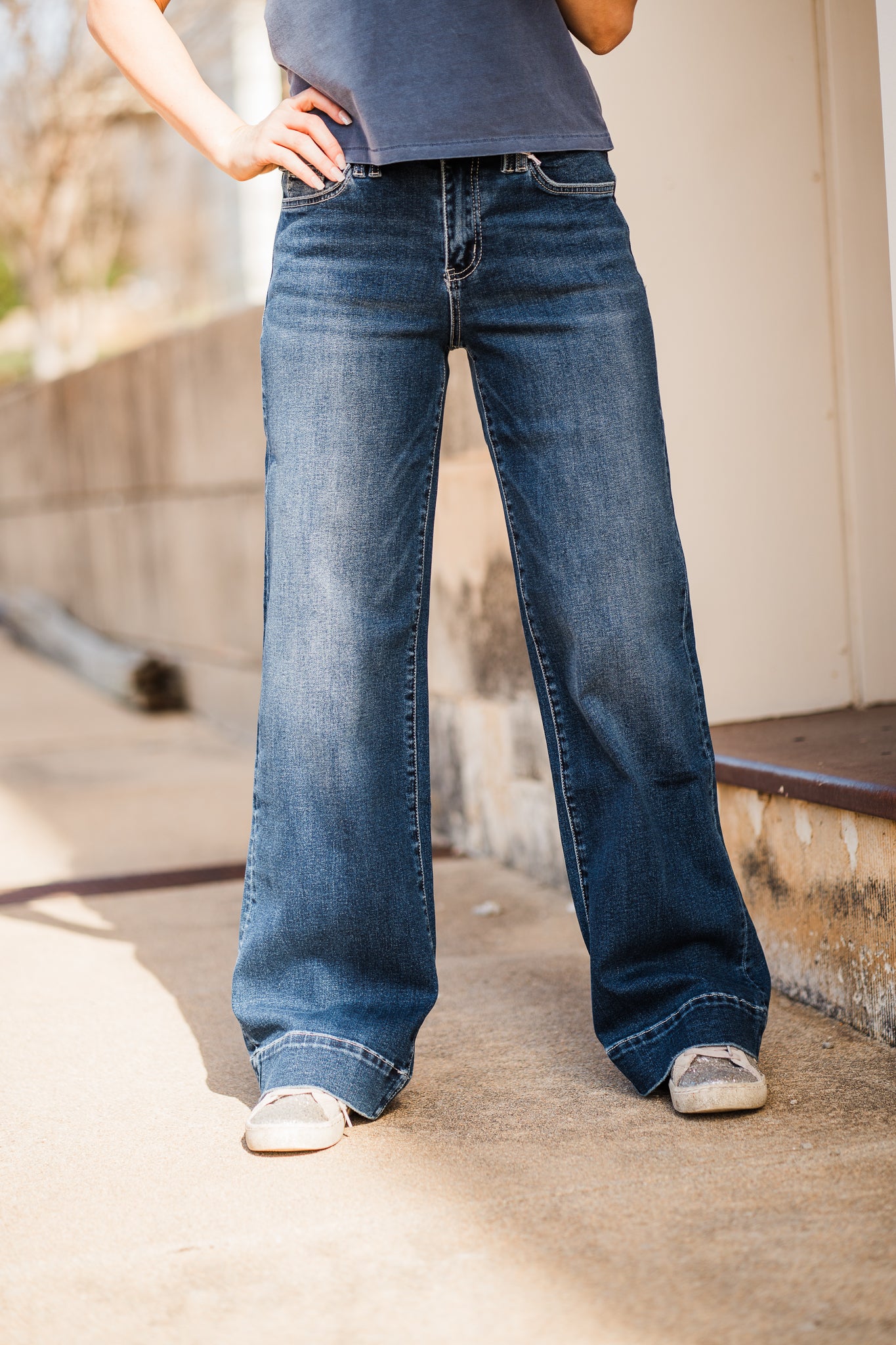 High Wise Trouser Wide Jeans