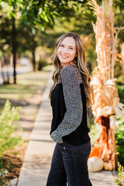 Leopard Print Contrast Top