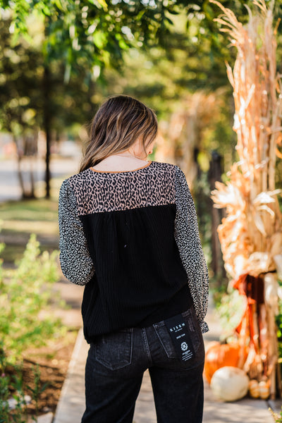 Leopard Print Contrast Top