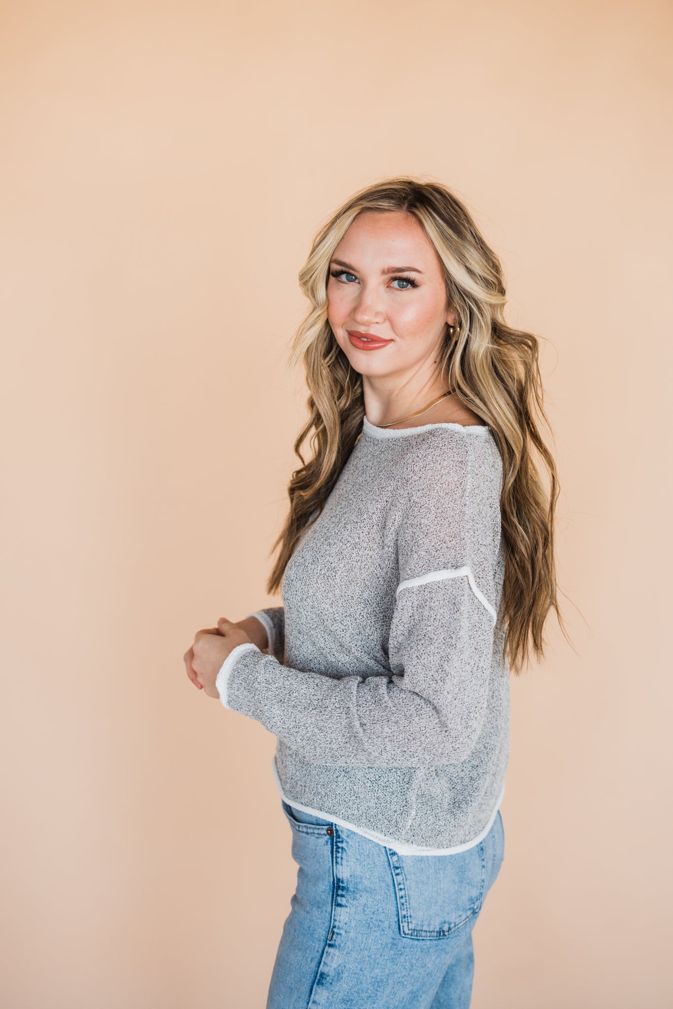 Heather Grey Boxy Pullover Sweater