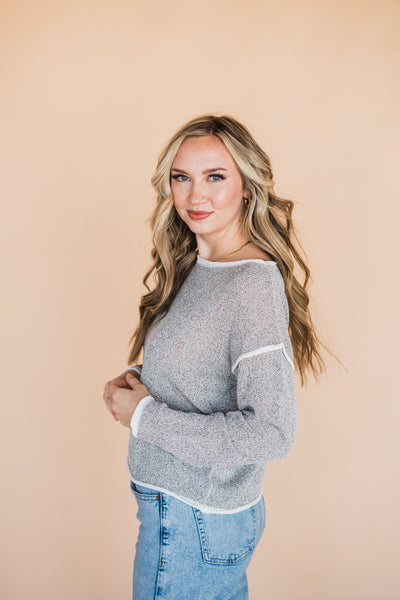 Heather Grey Boxy Pullover Sweater