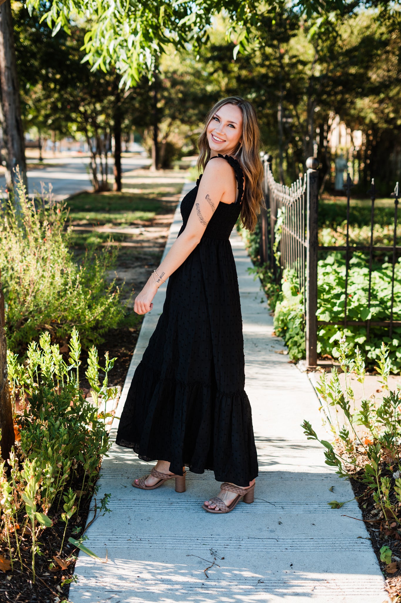 Lucy Smocked Maxi Dress- Black