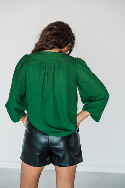 Forest Green Satin Blouse