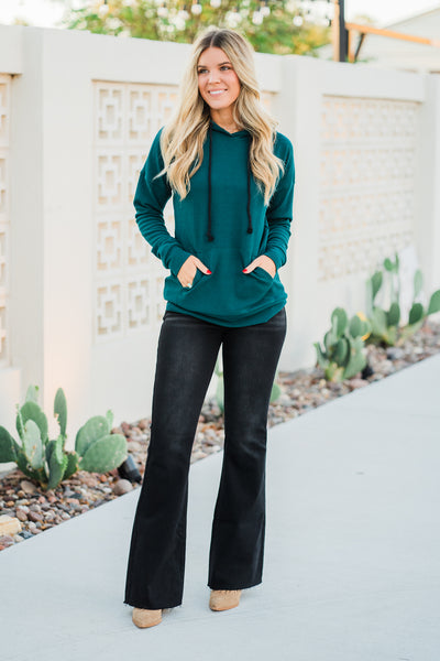 Kacey Ribbed Hoodie- Deep Teal