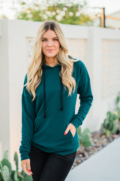 Kacey Ribbed Hoodie- Deep Teal