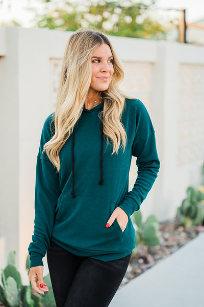 Kacey Ribbed Hoodie- Deep Teal