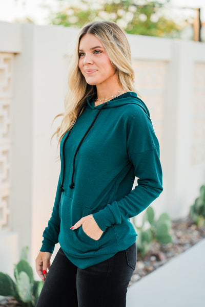 Kacey Ribbed Hoodie- Deep Teal