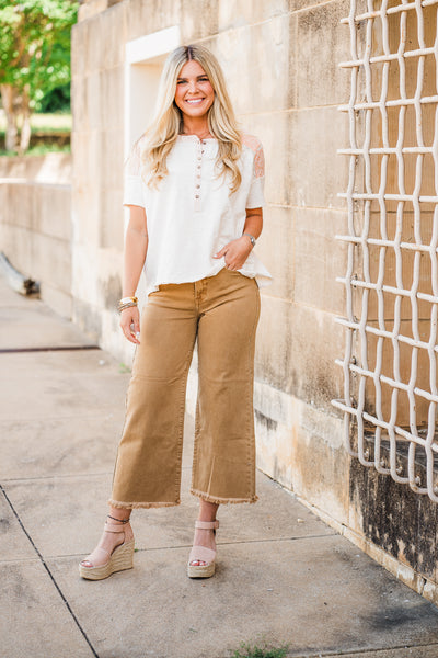 Desert Sand Wide Leg Crop Jeans