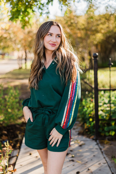 Dark Green Shorts with Sequins