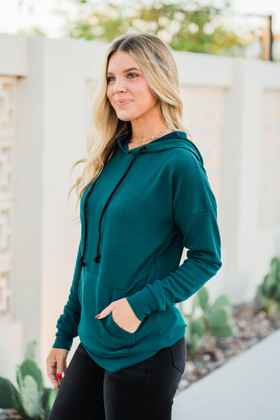 Kacey Ribbed Hoodie- Deep Teal