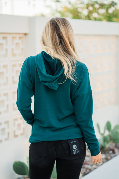 Kacey Ribbed Hoodie- Deep Teal