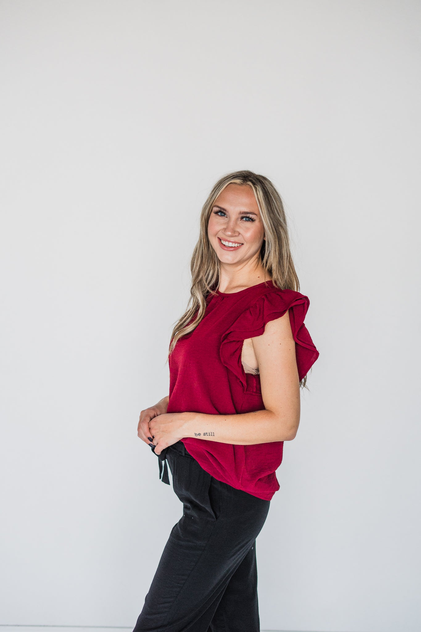 Port Ruffle Detail Blouse