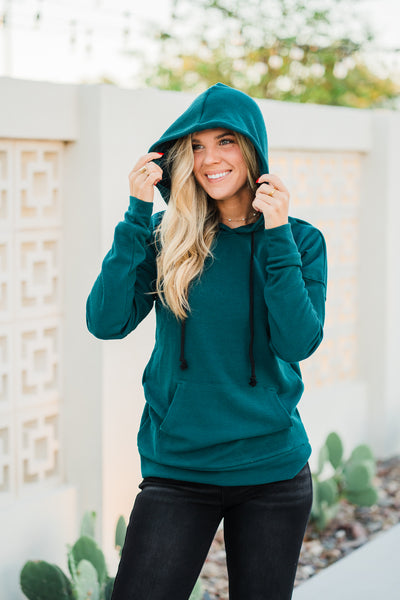 Kacey Ribbed Hoodie- Deep Teal