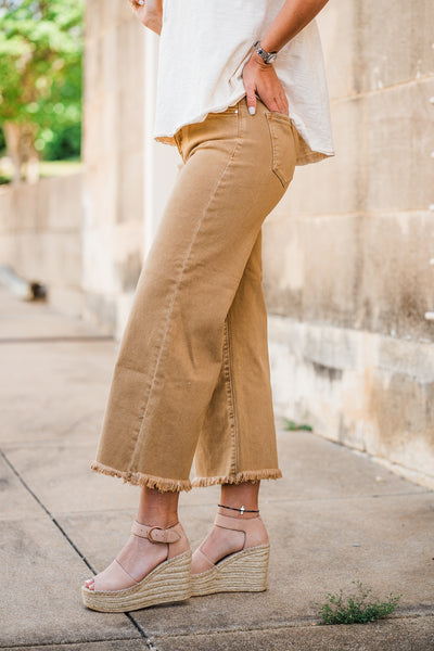 Desert Sand Wide Leg Crop Jeans