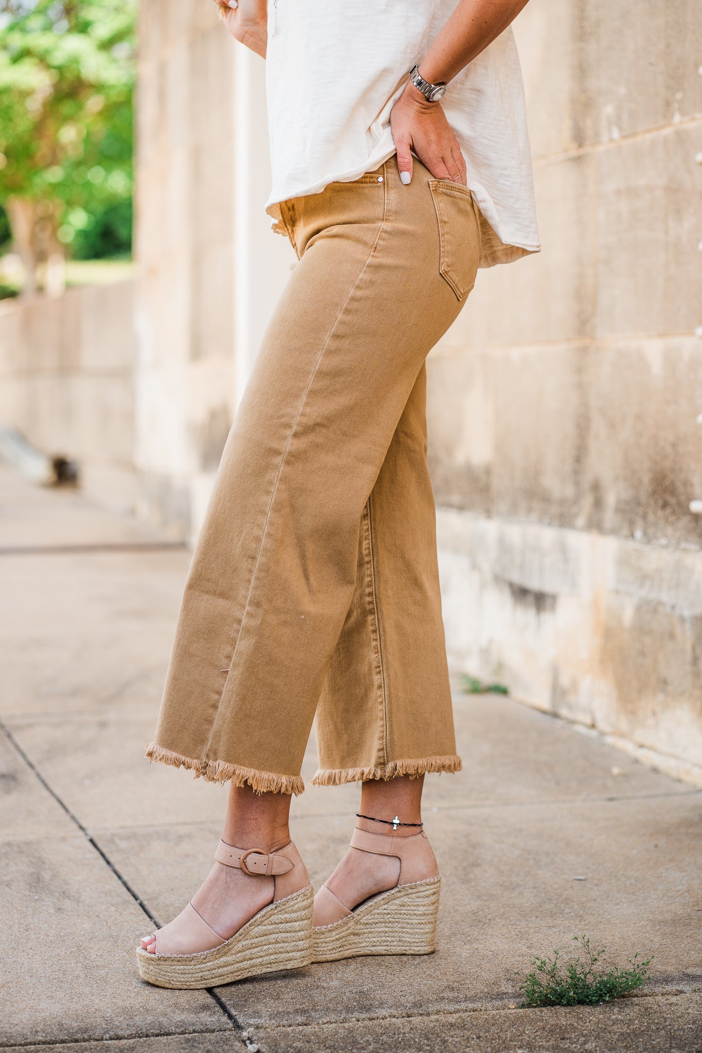 Desert Sand Wide Leg Crop Jeans