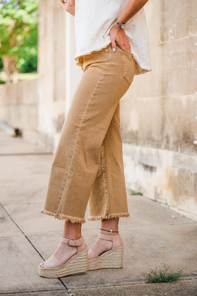 Desert Sand Wide Leg Crop Jeans