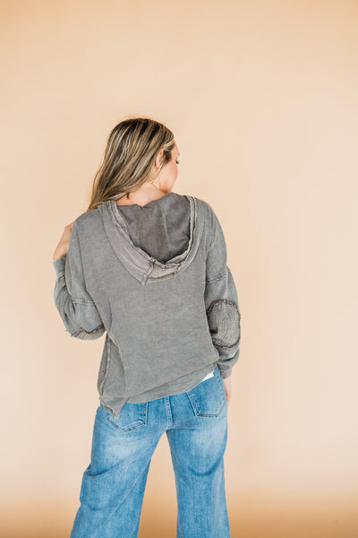 Charcoal Mineral Washed Thermal Pullover