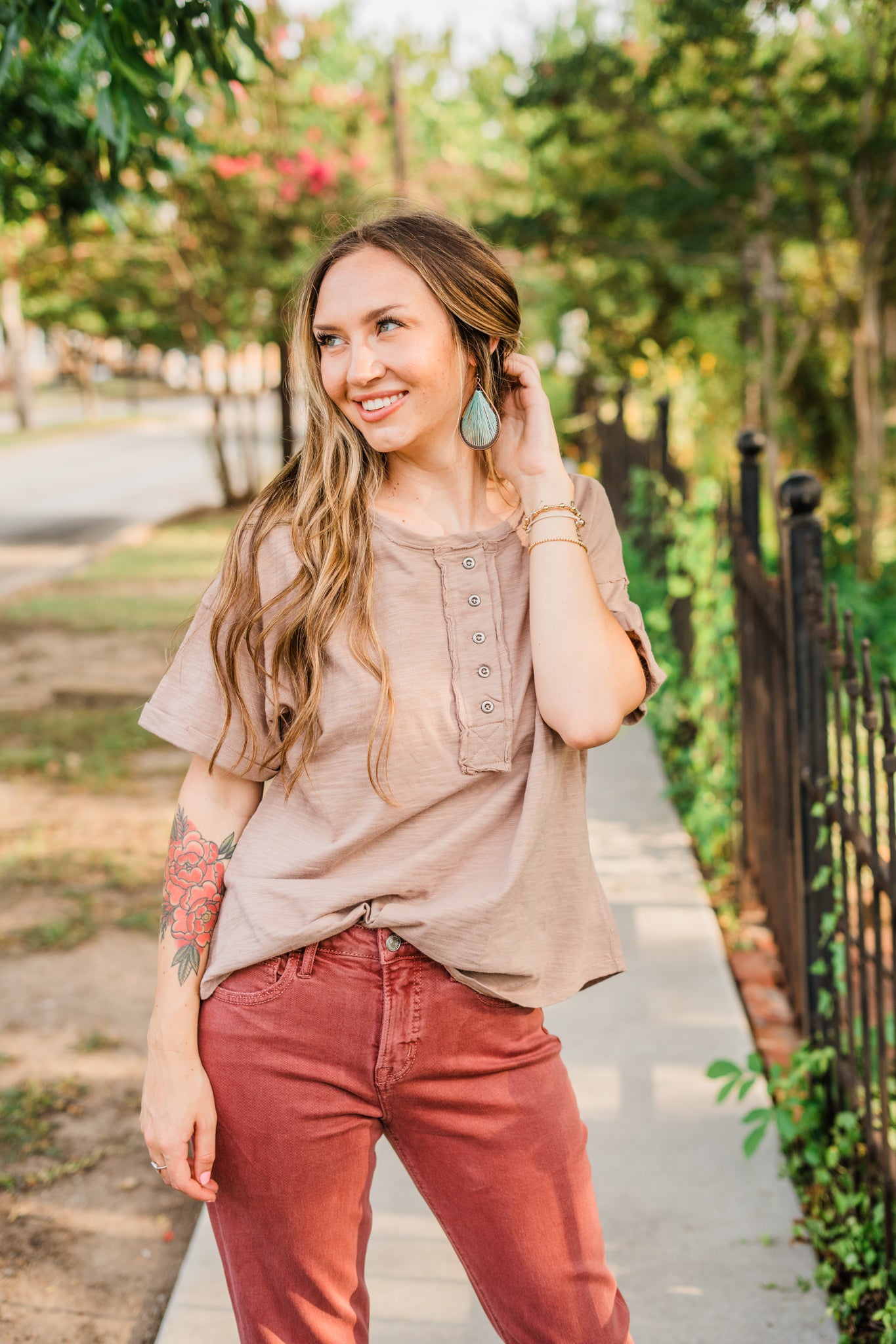 Taupe Oversized Short Sleeve Top