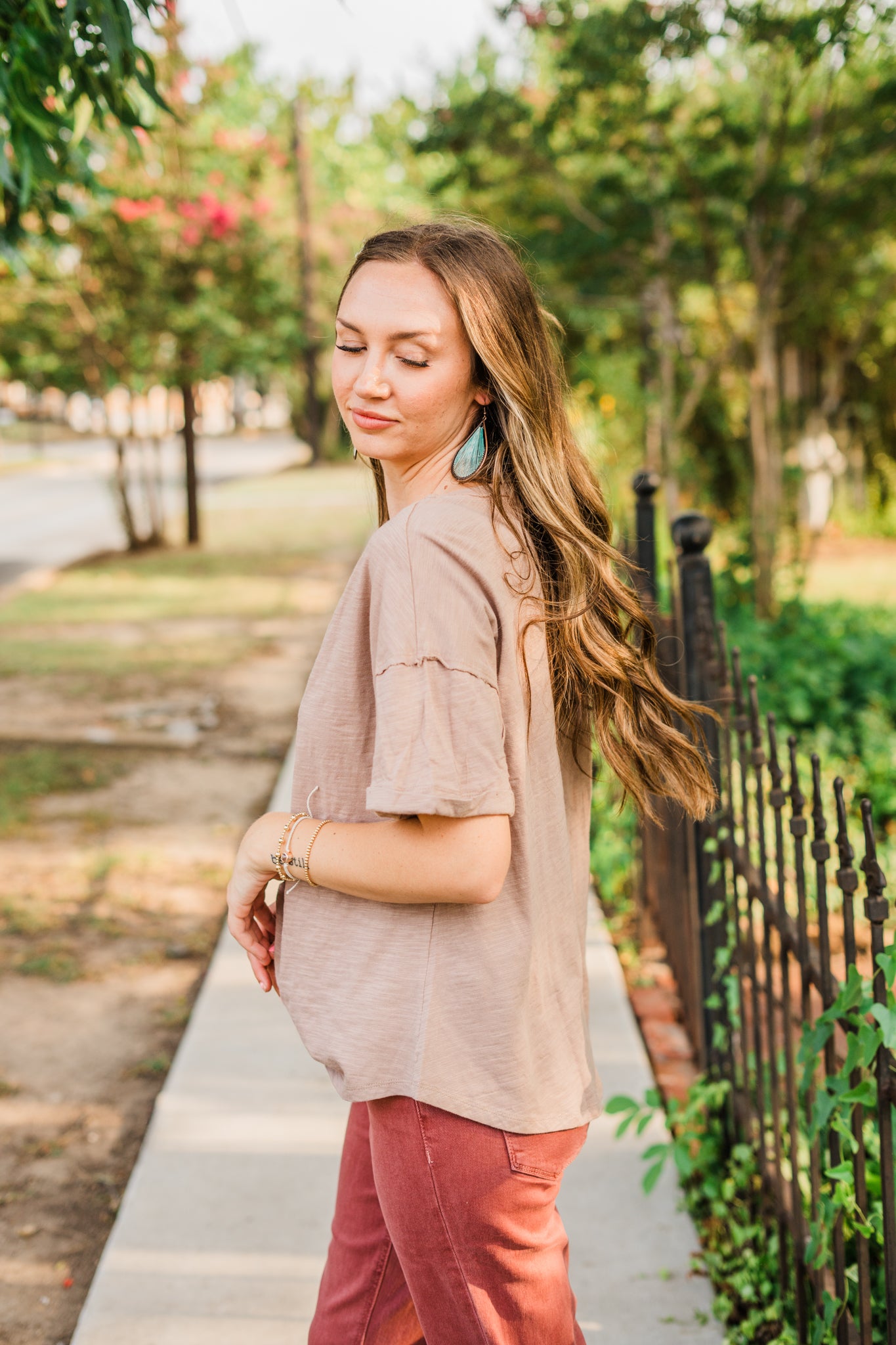 Taupe Oversized Short Sleeve Top