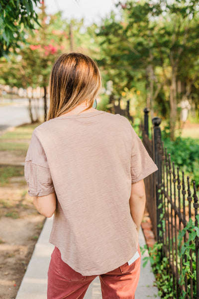 Taupe Oversized Short Sleeve Top